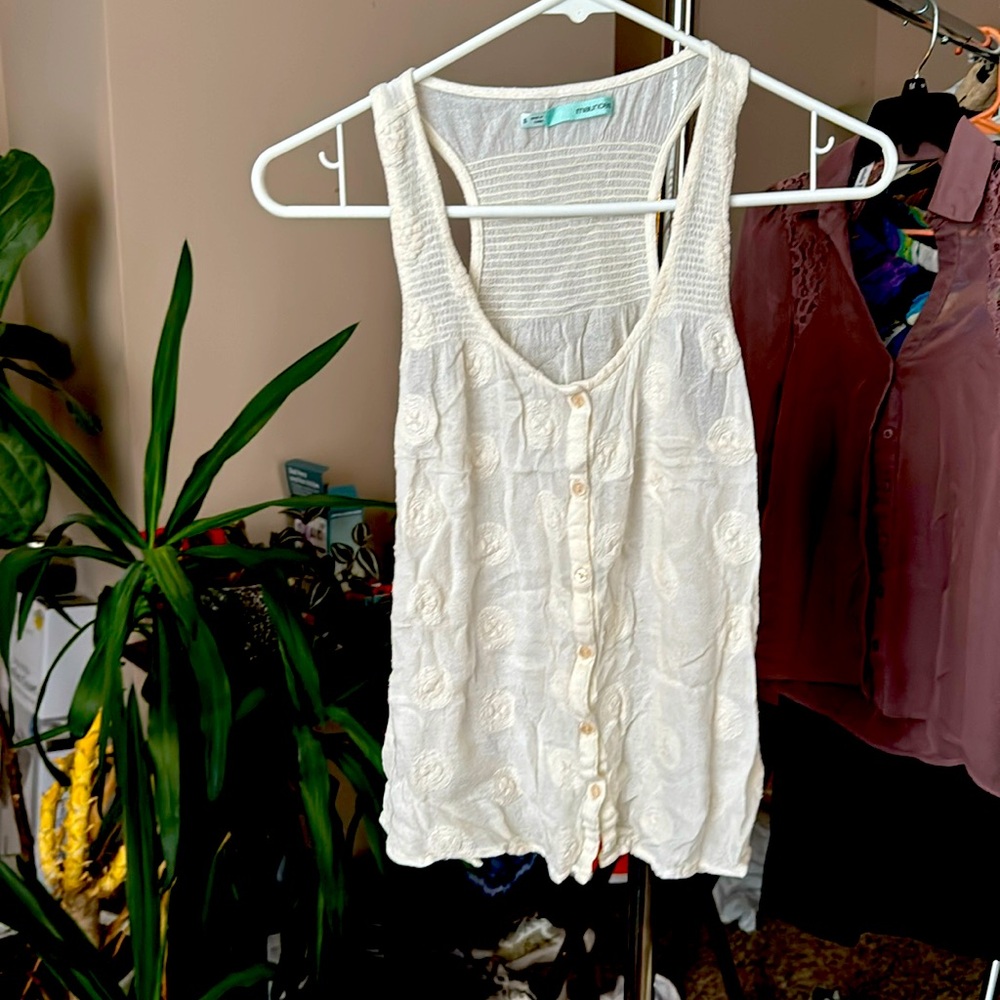 White button down tank top